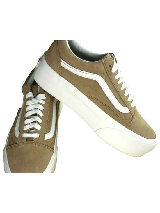 Vans Shoes - Vans Women's Old Skool Stackform Suede Burro True White Platform Shoes Sizes NIB